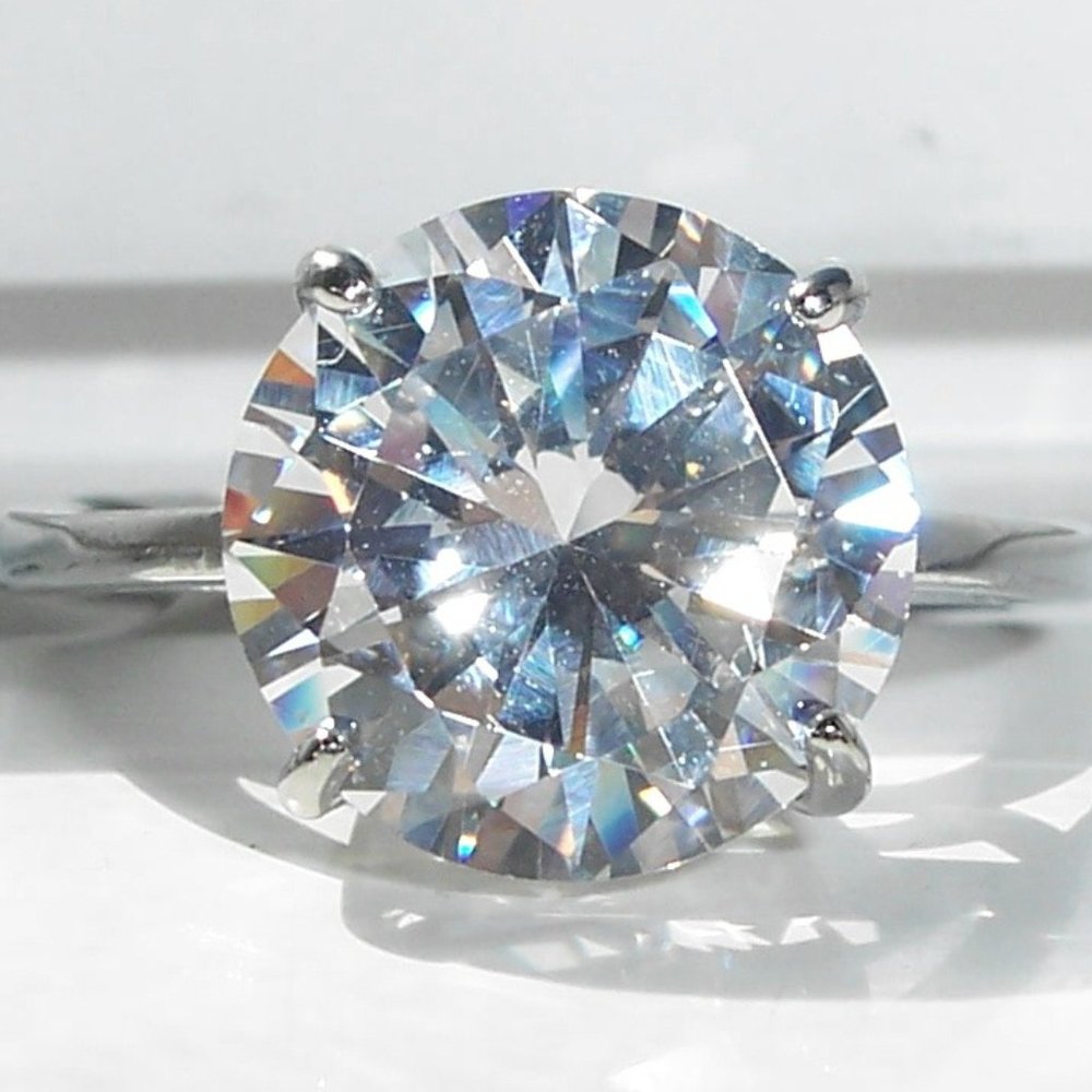 Round Cut Solitaire Ring Cubic Zirconia Stainless Steel Women's - Picture 2 of 16